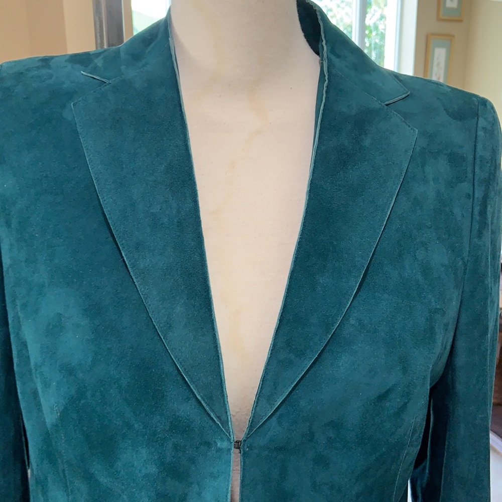 Akris Goat Skin Leather Jacket (Teal) - Picture 3 of 16